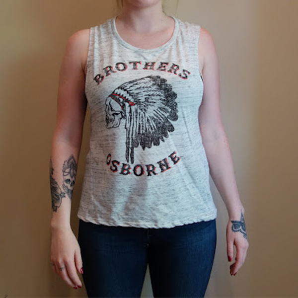 Brothers Osborne NEW Women's White Marble Headdress Tank